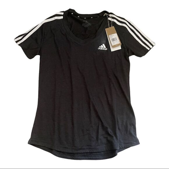 Own The Run XS Black V Neck NWT ADIDAS TEE Shirt - Picture 2 of 4